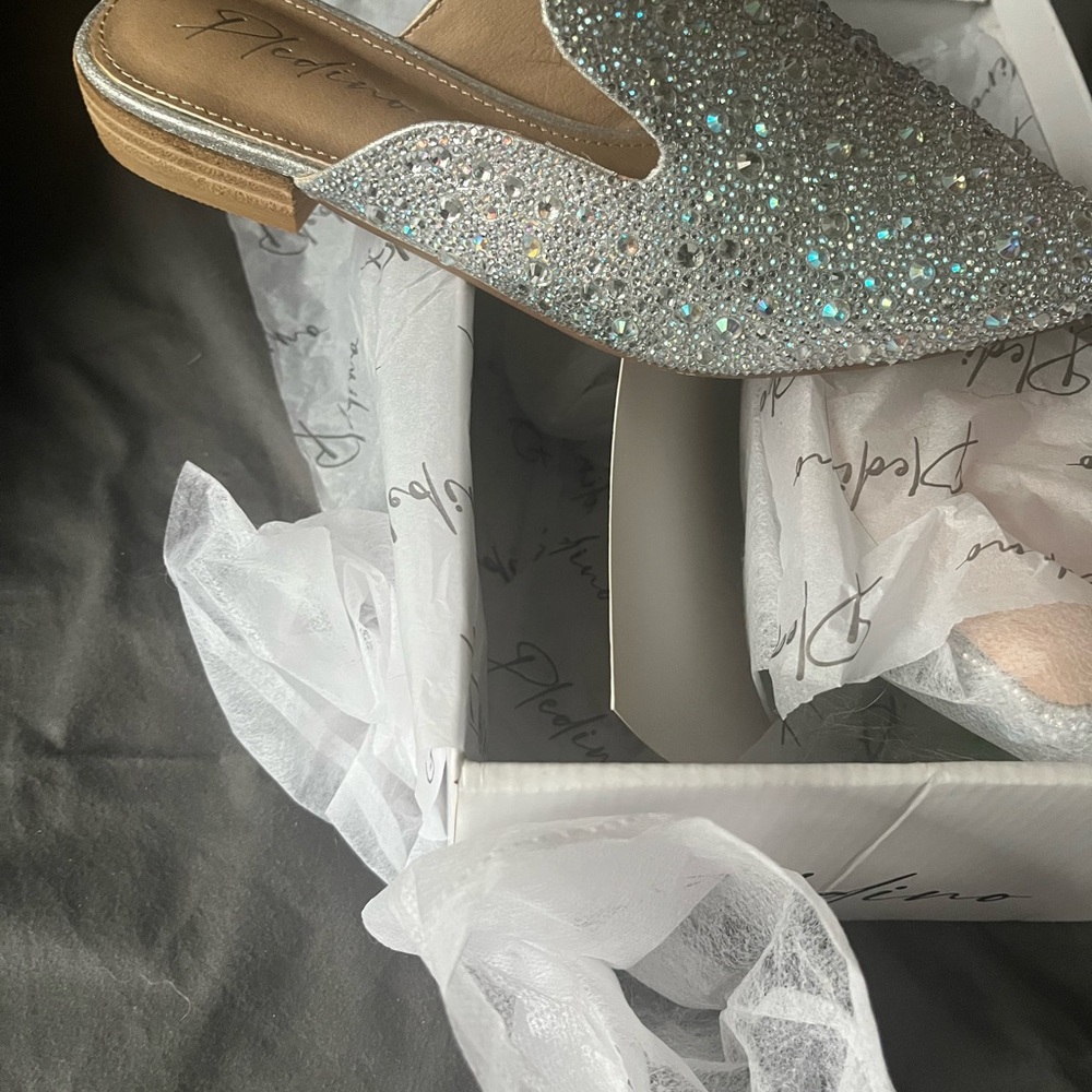 Elegant Silver Slip-On Women's Shoes